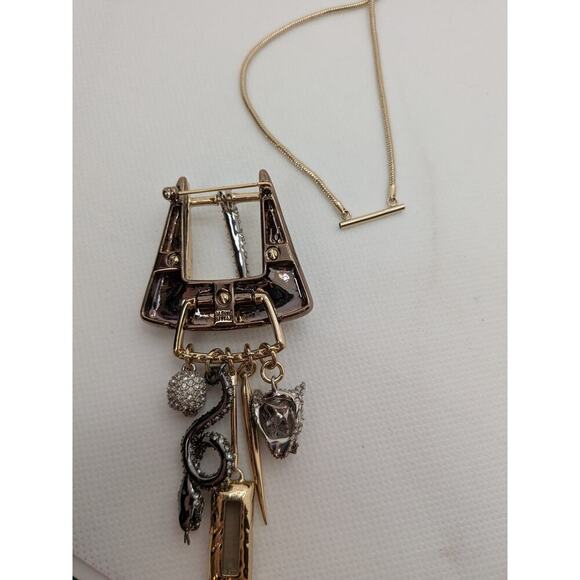 ALEXIS  BITTAR CONVERTIBLE  PIN TO NECKLACE BUCKLE WITH CHAIN Skull & Snake - Picture 6 of 8
